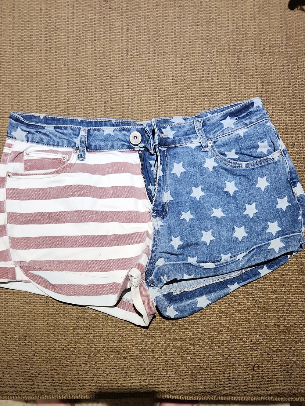 Vanilla Star Stars & Stripes Denim Shorts - Blue, White, Red